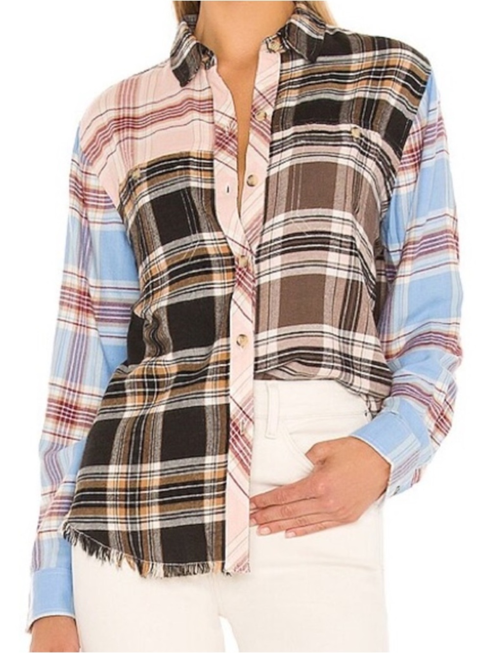 RAILS Brando Mixed Patchwork Plaid Button-Down Shirt in “Chelsea Plaid”